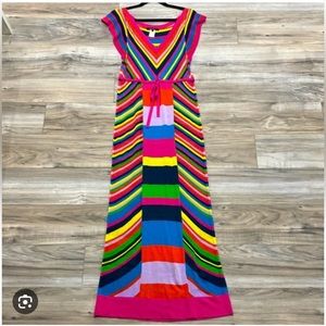 Nanette Lepore silk linen cotton viscose knit maxi dress w/ flutter sleeves